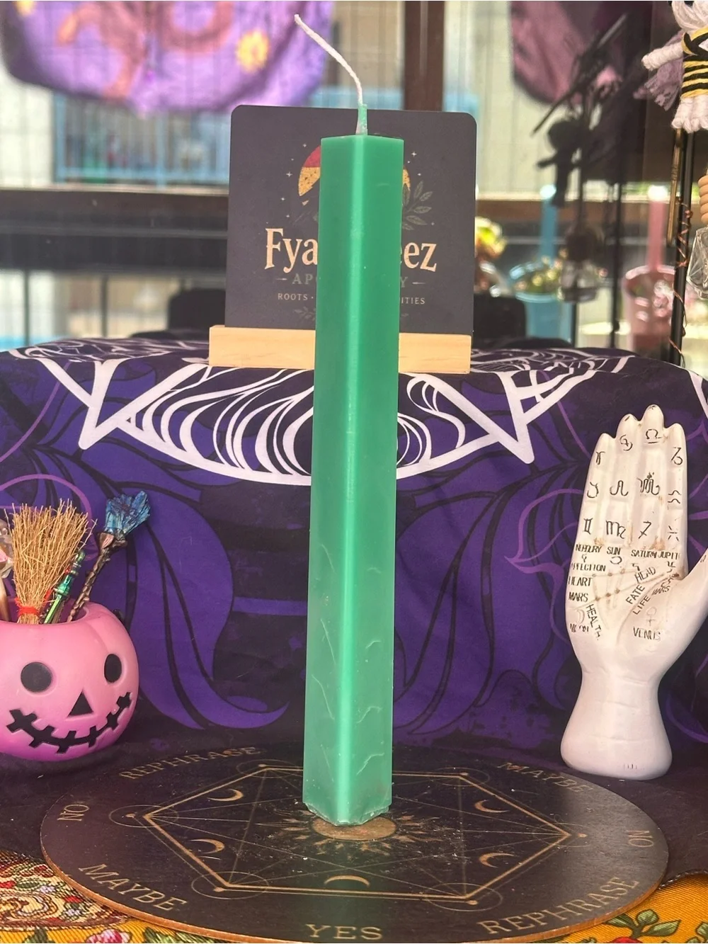 Turquoise Triangle Column Candle